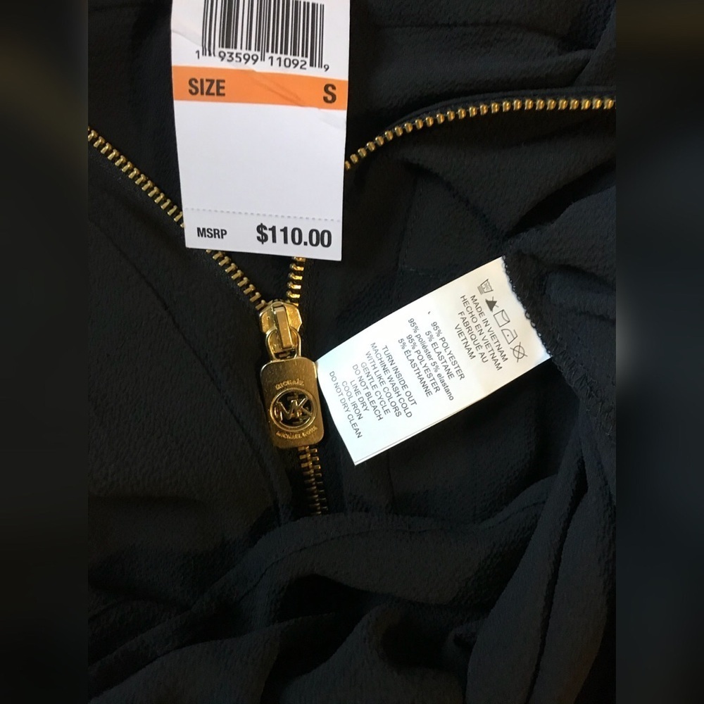 Michael Kors Snake Print Zippy Black Blouse - Picture 5 of 8